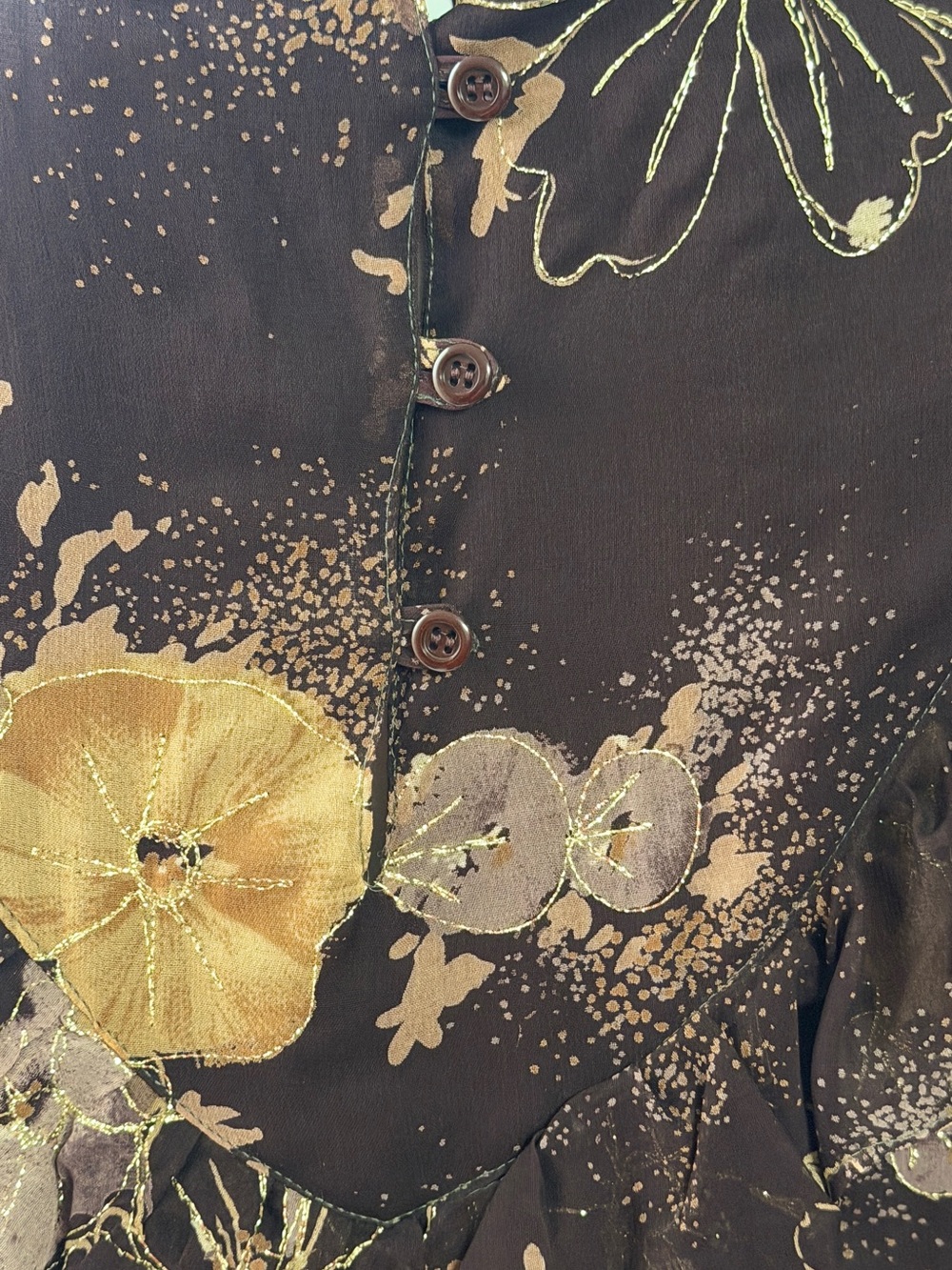 Brown Floral Ruffle Long-Sleeve Maxi Dress - Picture 12 of 14